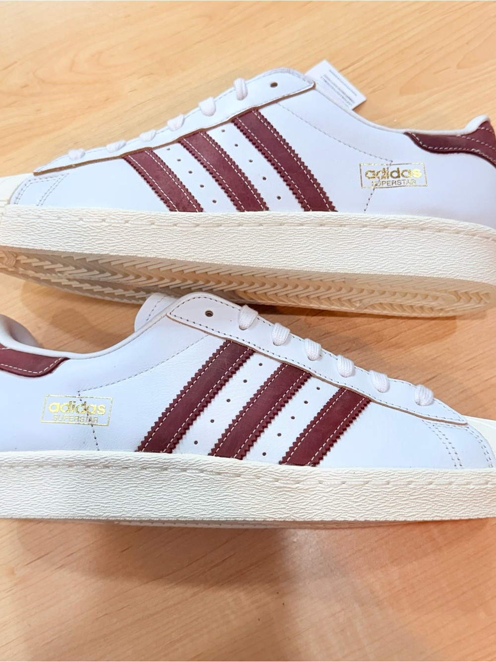 adidas White Sneakers with Burgundy Stripes